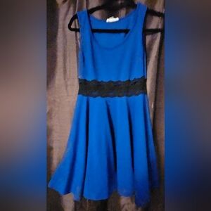 Sapphire Blue Mini Dress - Sheer Waist